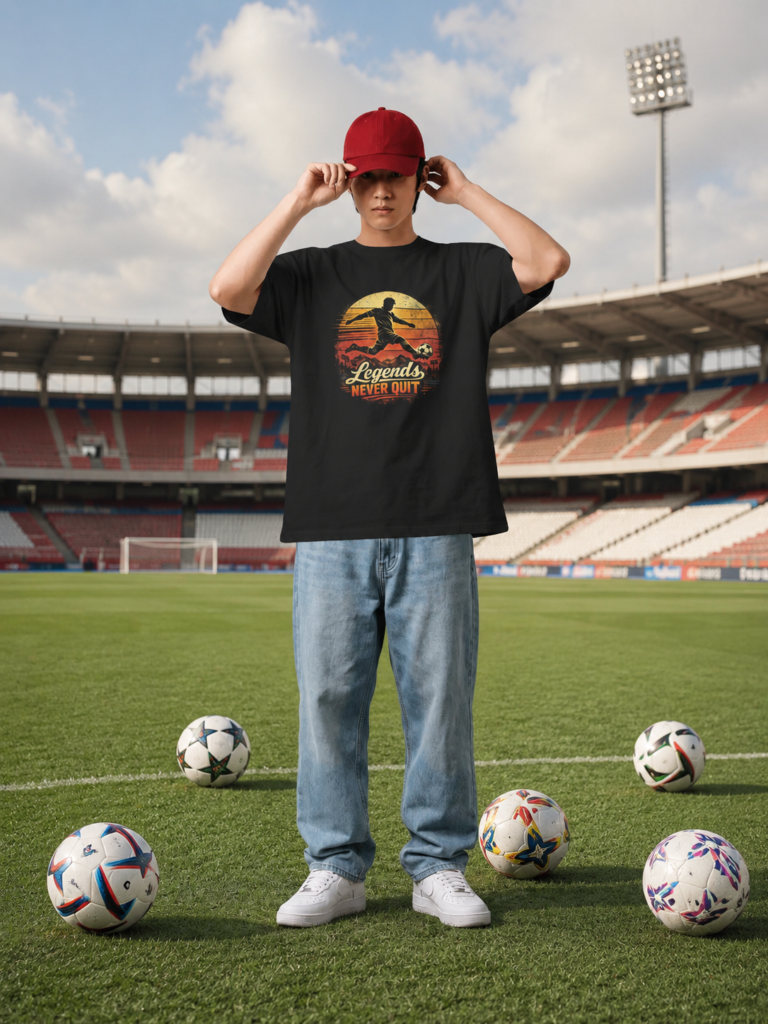 Legends Never Quit  - World Cup Football Oversized T-Shirt