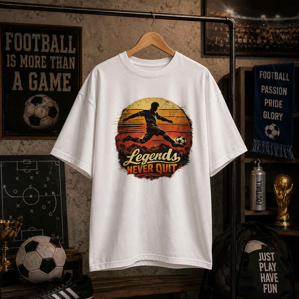 Legends Never Quit  - World Cup Football Oversized T-Shirt