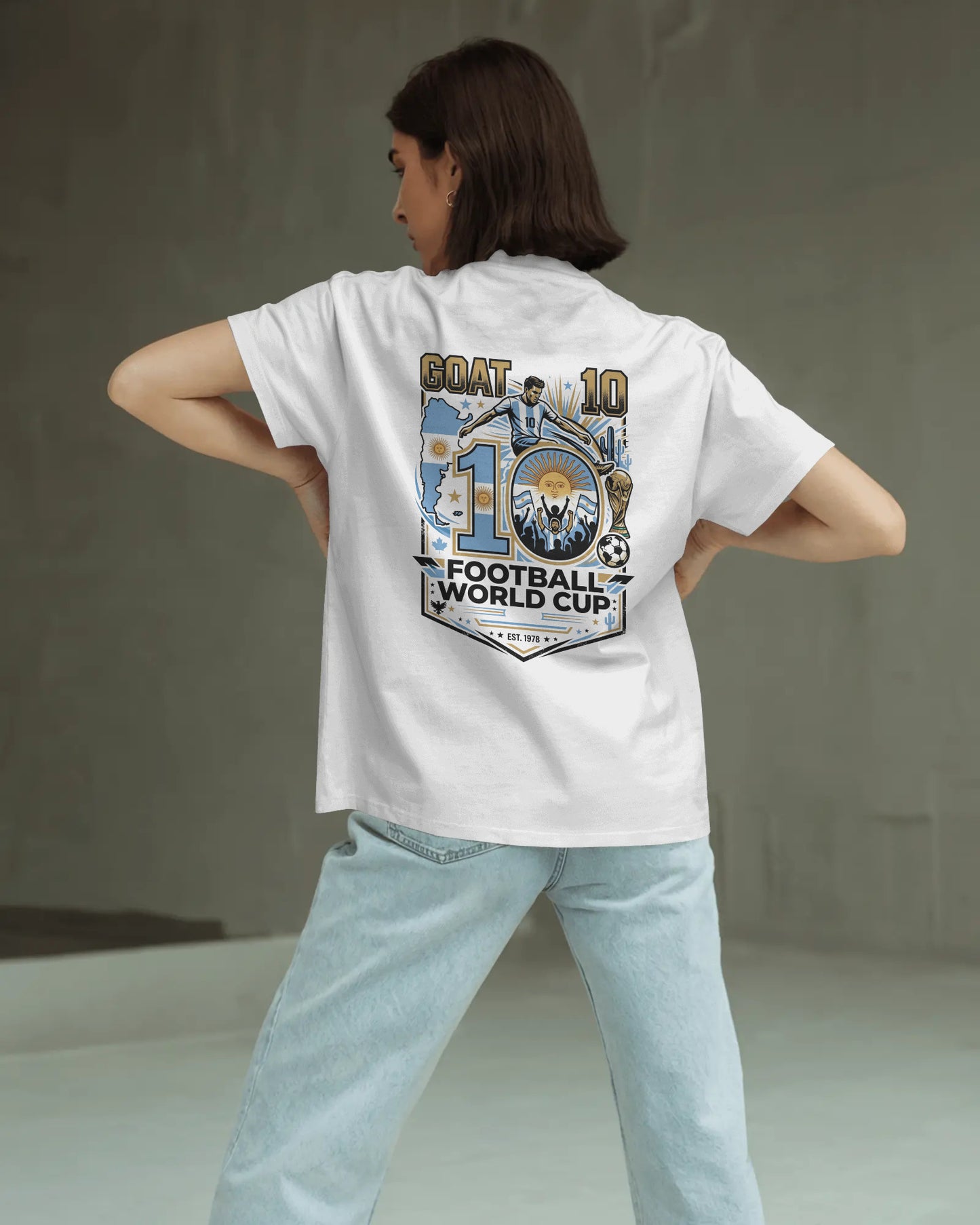 GOAT LM10 Oversized T-Shirt, Argentina Fan T-Shirt